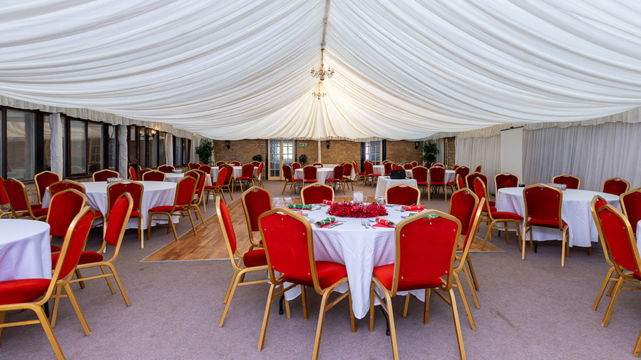 Marquee set up for a celebratory dinner in The Sibson Inn, Stibbington, Peterborough