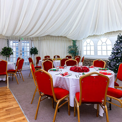 marquee set up for a christmas party