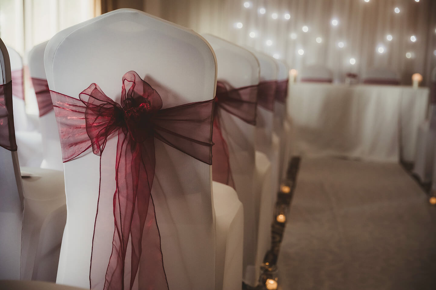 Ceremony room decorated for a wedding